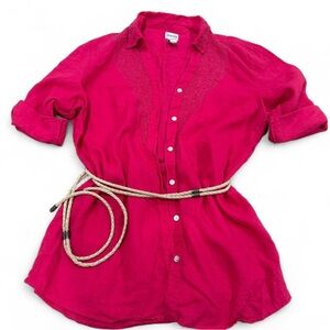 Bright Fuchsia Button-Front Tunic Top